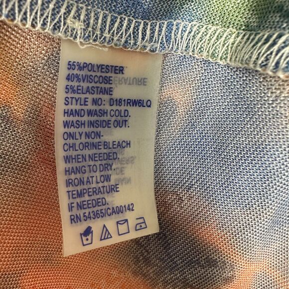 Peter Nygard Bright Colorful Art to Wear Abstract Mesh Burnout Tunic Top Medium - Picture 2 of 5